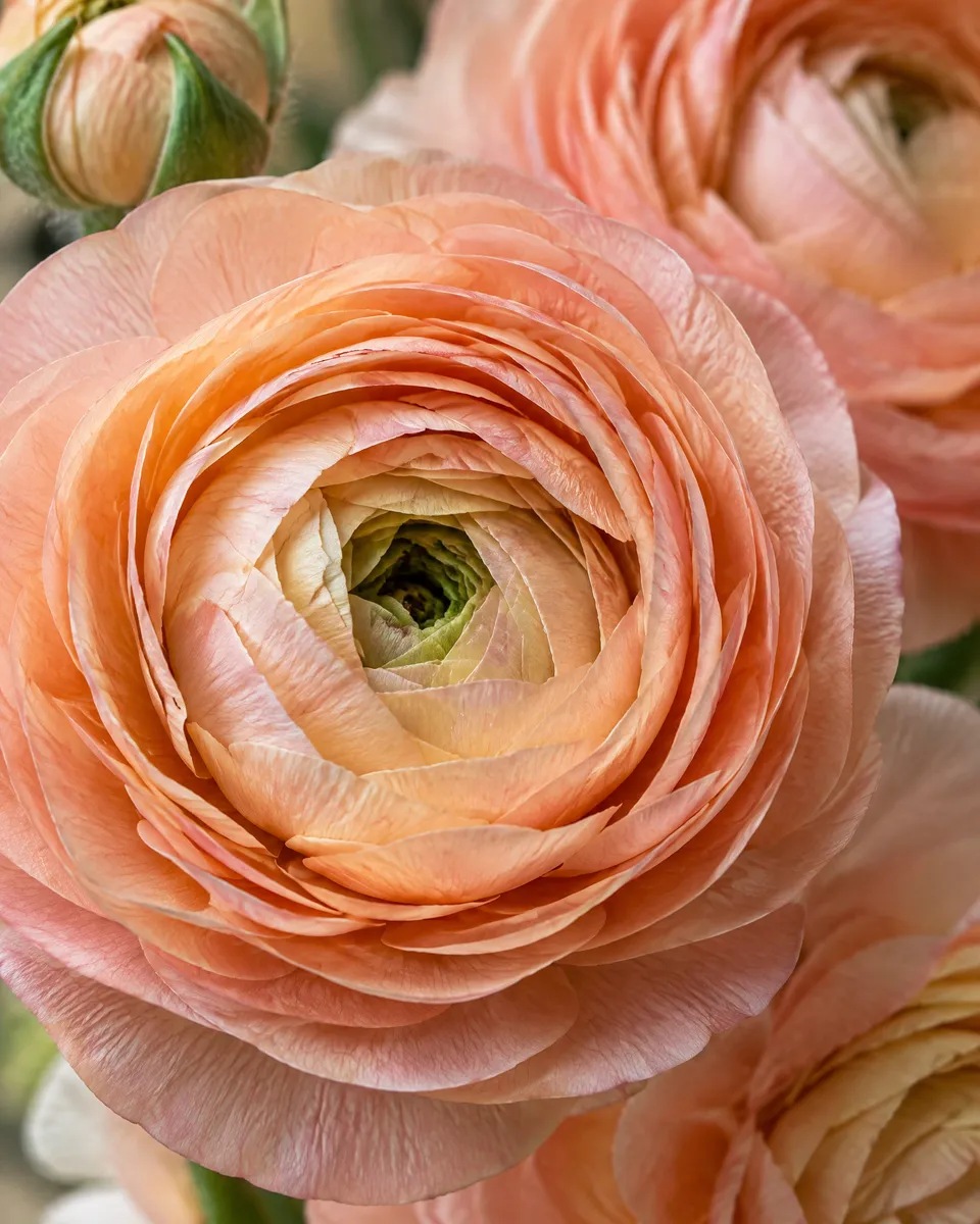 Soft peach ranunculus petals